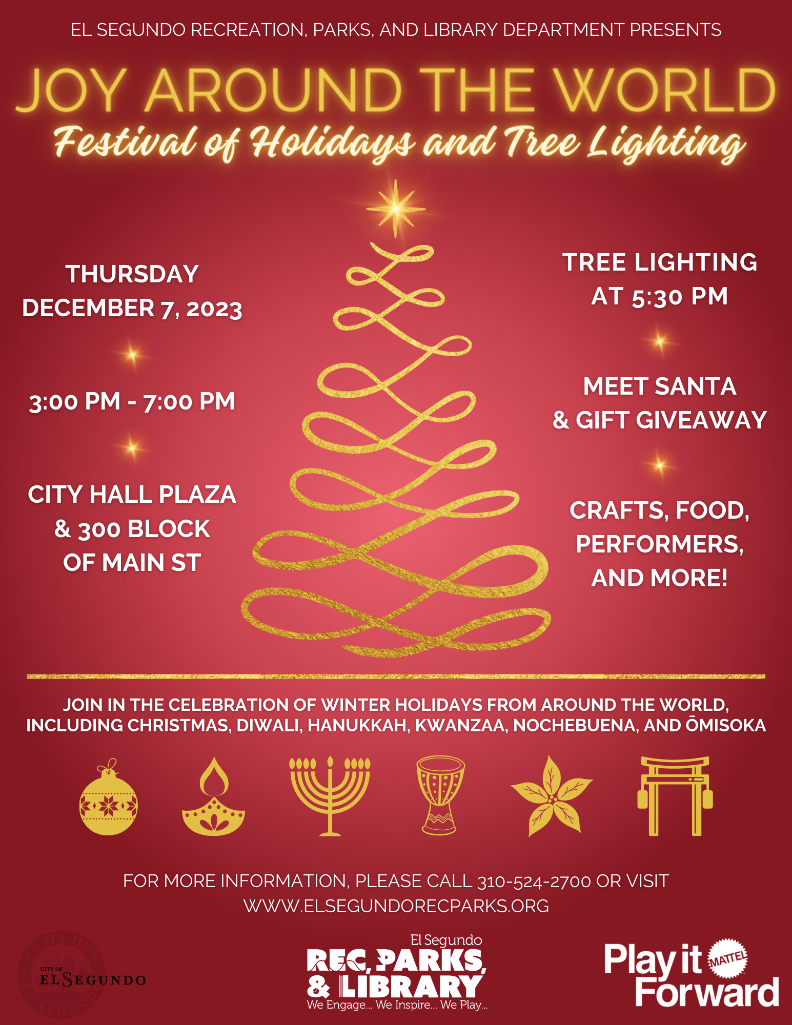 Joy Around the World, Festival of Holidays and Tree Lighting 2023 Flyer