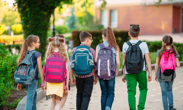 Kids with backpacks