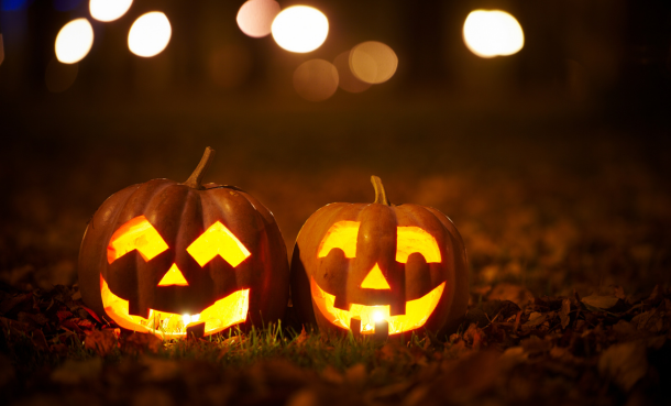 Jack O Lanterns at night