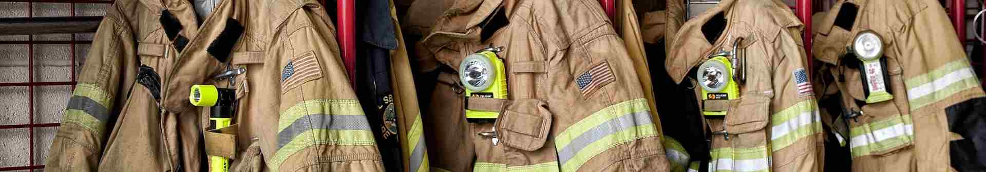 Fire Fighter protective gear hanging