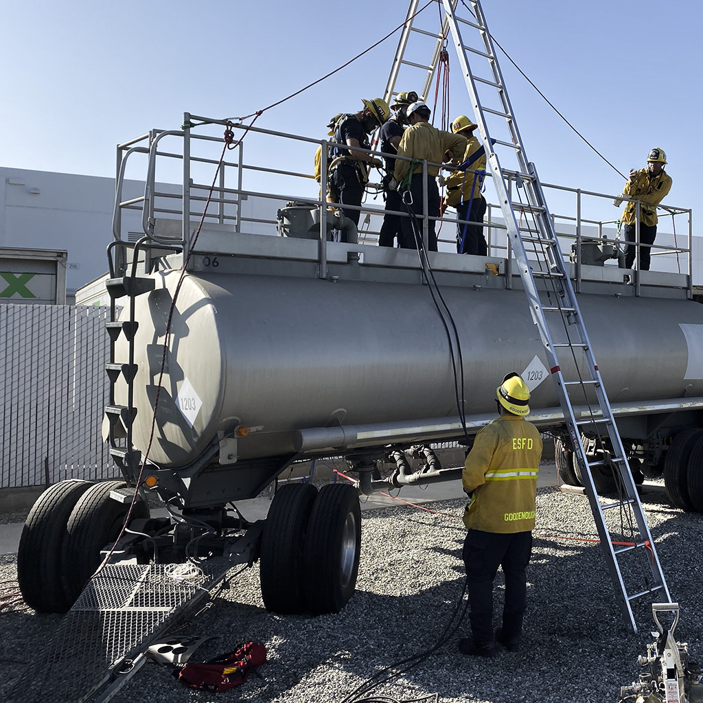 firefighters performa  confined space entry in a gasoline tanker